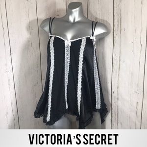 VS Sexy Black & White French Maid Ruffled Babydoll